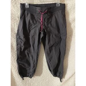The North Face Womens Cargo Capris Pants Gray Drawstring Elastic Waist Size M